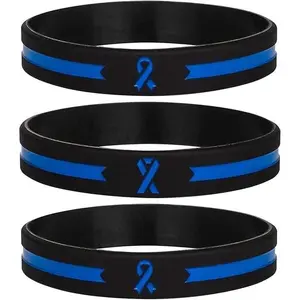 Blue Awareness Ribbon Motivational  Bracelets, Blue Ribbon Wristbands Unisex for Men Women