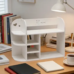 Corner Desk Organizer Shelf, Office Table Storage Rack, Multi-Layer Bookshelf, Simple Storage Style, Space-Saving, Efficient Layered Placement