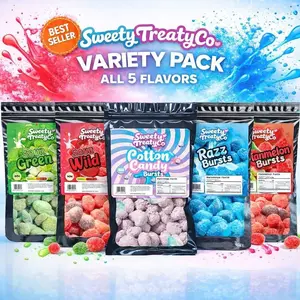 SweetyTreatyCo Viral Sour Gummy Variety Pack – 5 Flavor Mix (Blue Razz, Cherry, Apple, Watermelon, Cotton Candy) – 30 OZ Candy Bundle