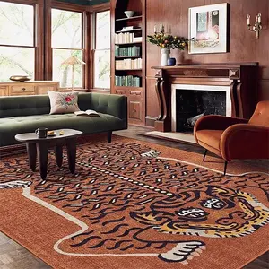 Tiger Print Area Rug, Animal Print Rug, 1 Count Non-slip Soft Floor Mat, Machine Washable Decorative Carpet for Home Living Room Bedroom Kitchen Study Room