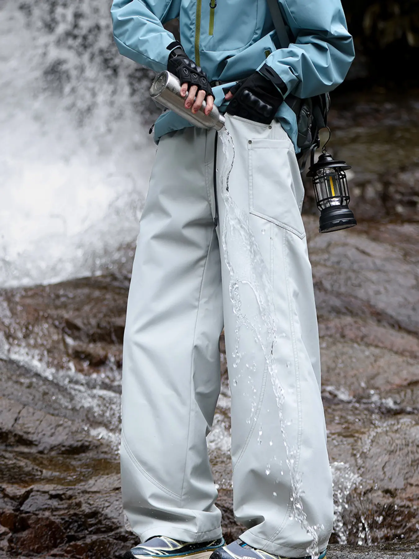 Unisex Outdoor Casual Pants Trouser, Mountain Style, Baggy, Slight Waterproof Windproof Straight Leg, Adjustable Cuffs, Hiking Camping Trekking