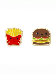 Burger and Fries Earrings Enamel Daily Jewelry Ear Stud Gift for Friends Fashion Refinement Fruit Veggie Earrings