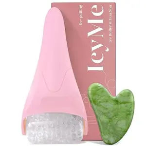 Ice Roller for Face & Eyes Gua Sha Set Facial Roller Skin Care Tool for Puffiness Lymphatic Drainage Migraine Relief Jade & Quartz Massage Tools Anti‑Aging & Glow Self‑Care Gift for Women