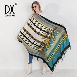 DANA XU 100% Merino Wool Extra Large Pashmina Blanket Travel chunky Scarf Cashmere Wrap Women's Fall Winter Oversize Shawl Floral Open Front poncho