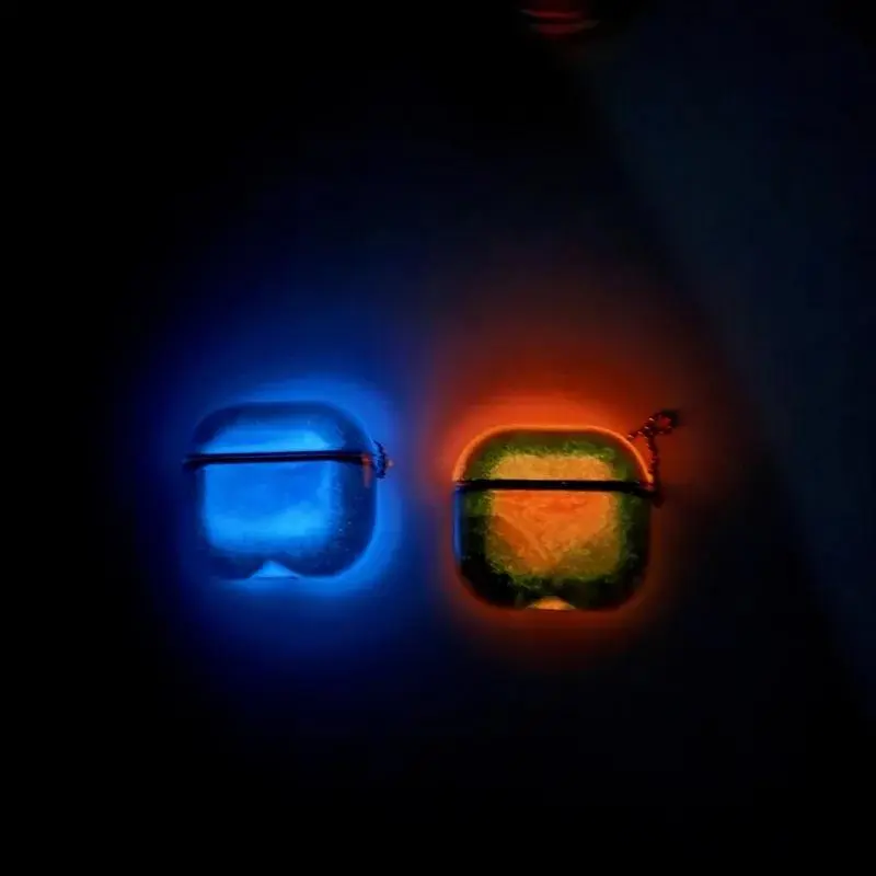 Luminous Glitter Quicksand Moving Sand Earphone Case for AirPods 4 3 2 1 AirPods Pro 3 2, Sparkles Brilliant Dark Bling Headphone Cover, Rental Friendly Apartment Friendly Dorm Use Aesthetic Earbud Accessory