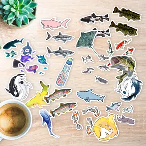 Stickers Pack 20 Pcs Fish Car Bottle Luggage Water Bumper Bike Skateboard Vinyl Guitar Laptop Colorful Aesthetic Waterproof