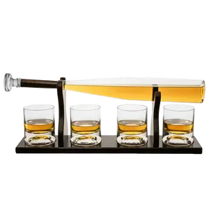 Baseball Bat Whiskey & Wine Decanter 4 Baseball Glasses (Standard Base)