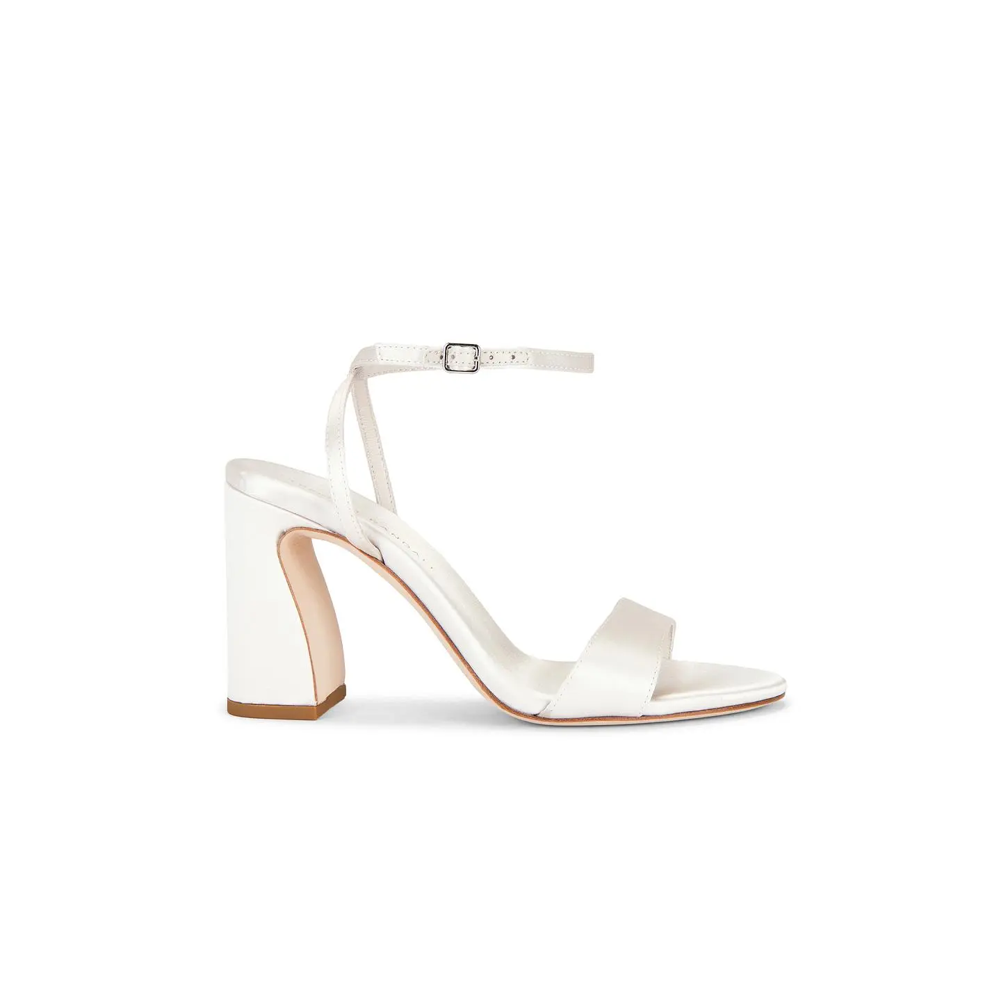 Loeffler Randall Malia Curved Heel Simple Sandal in Cream Satin