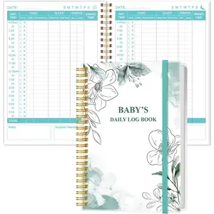 Baby's Daily Log Book - A5 Baby's Tracking for Newborns, 150 Easy to Fill Pages to Track and Monitor Your Newborn Baby's Schedule, Teal Flowers