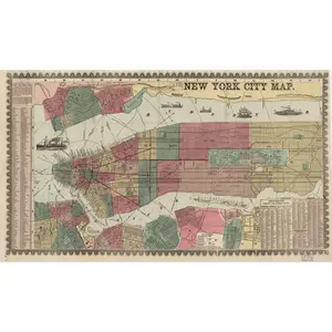 New York City Map (1867) – Vintage Manhattan and Brooklyn Map Reproduction Wall Art Print | Historic NYC Map Poster | Antique City Map Home & Office Décor