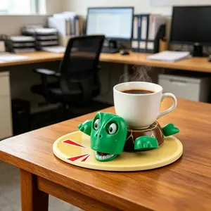 Adorable Squeaky Turtle Squeeze Coaster, Soft Stress Relief Fidget Toy, Funny Ornament & Creative Novelty Gift