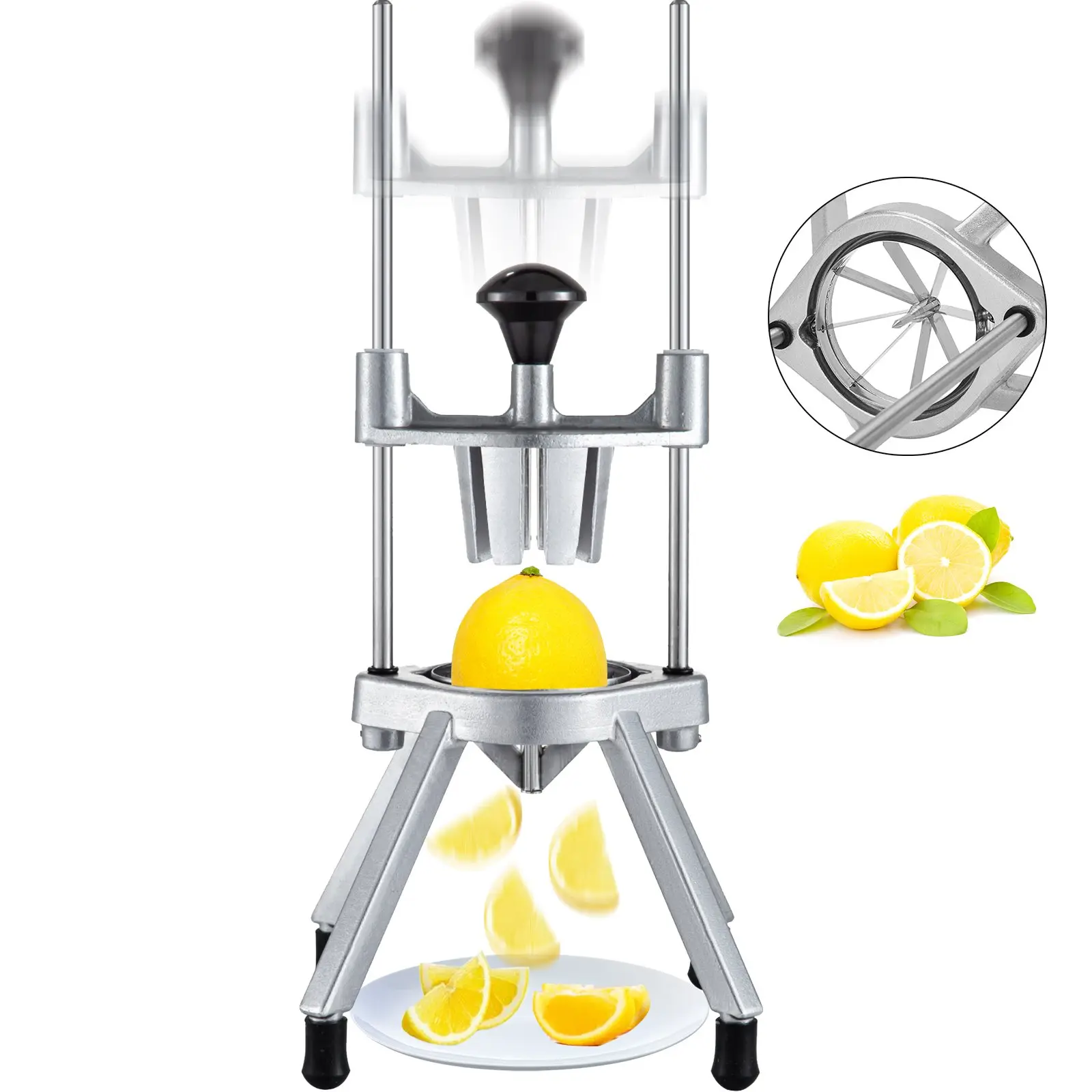 【Summerfinds】VEVOR Sturdy Steel-Alloy Citrus Slicer, 8-Section Blade 8-Wedge Fruit Cutter, 18.5"x7.9"x7.9" 5.5 lbs Efficient Disassemble Kitchen Utensil for Fruit Cutting, Lime, Lemon, Restaurant Use, Bar Hand Tool
