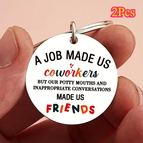 2Pcs Solid Stainless Steel Unisex Custom Engraved Keychains, Workplace Adult Appreciation Gift for Coworker Retirement or Leaving Friends