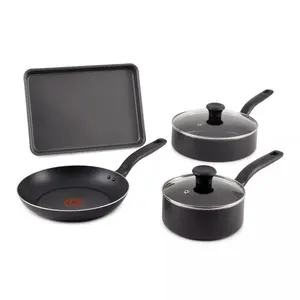 Copper Aluminum Cookware Set - 6pcs Ceramic Nonstick Soup Pot, Sauce Pan, and Frying Pans with Lids, Induction Gas Compatible - Black dutch oven