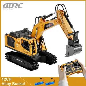 12 Channel RC Excavator Toy, Alloy & Plastic Construction Vehicle, High-Tech Remote Controlled Model, Perfect Gift for Boys & Adults