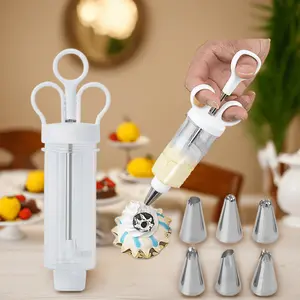 Squeeze Spout and Squeeze Bag Set Pastry Decoration Gun with Stainless Steel Cream Squeeze Tools for Cream Cake Decoration Suitable for Baking Cream Cake Flower Accessories in Cake Shops