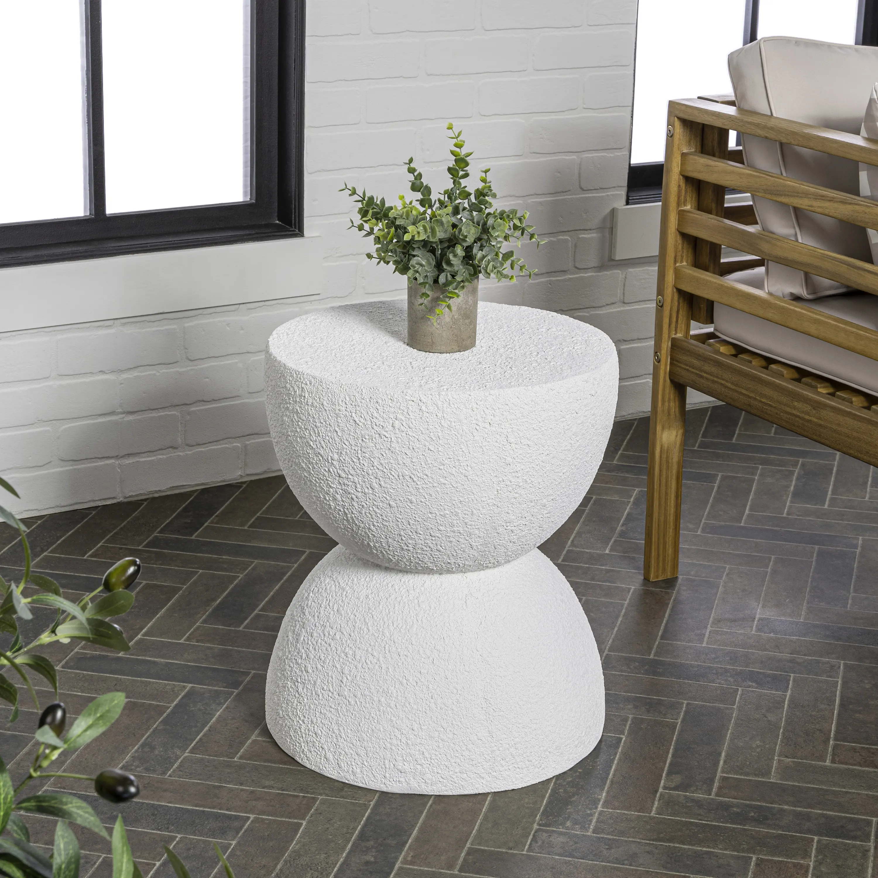 JONATHAN Y Greta 18" Mid-Century Modern Drum Indoor/Outdoor Accent Table