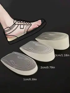 Silicone Transparent Height Increasing Insoles, Elastic Arch Support Cushioning Pads, Unisex Three Heights Available, All Seasons, Height Boosters