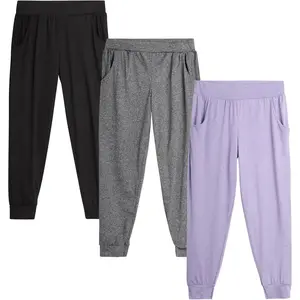 Girls Sweatpants - 3 Pack Girls' Activewear High Waisted Jogger Pants with Pockets:  (Sizes: 5-18)