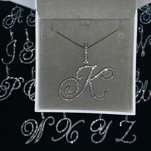 New A-Z Cursive Initial Letter Zircon Pendant Necklace For Women Bling Rhinestone Thin Snake Chain Necklace Trend Jewelry