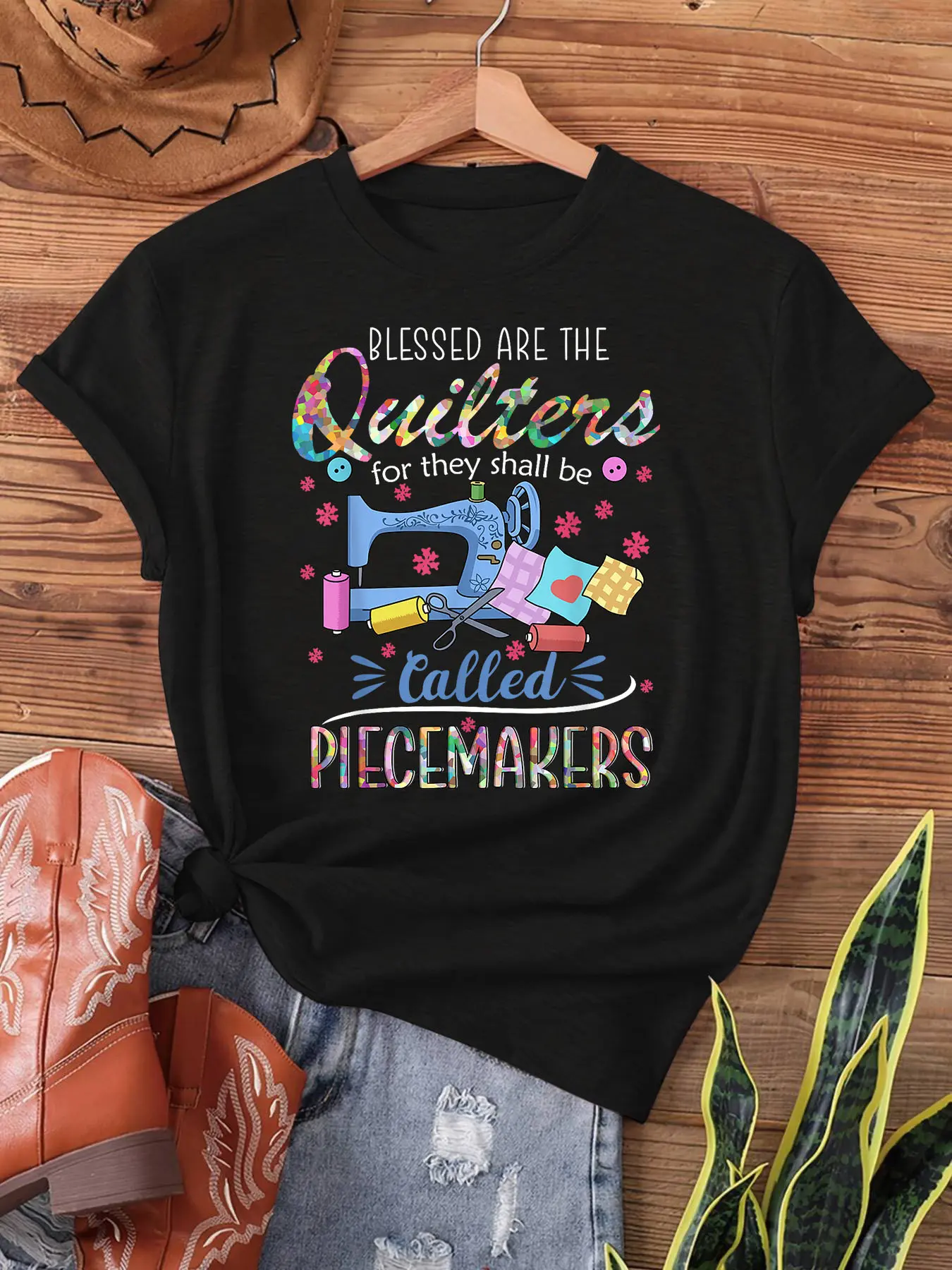 Quilting Tshirt Blessed Are Piecemakers Gifts for unisex soft cotton short sleeve t shirt, vintage graphic casual tee for men women teens, perfect birthday holiday gift for camping travel gym daily street casual wear