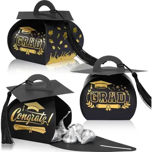 30 count Graduation Cap  Boxes Graduation Decorations Class of 2026 Candy Box with Tassel for 2026 Grad Party Favors Supplies(Black, )