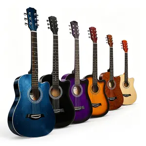 41 Inch Solid Wood Acoustic Guitar 41-inch Wooden Folk Guitar for Adults and Beginners