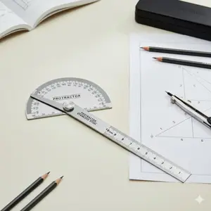 180 Degree Angle Measuring Tool Set with Stainless Steel Protractors for Precision Engineering, Woodworking, Construction, Geometry Drafting, and Student Learning | Durable Portable Professional Measuring Equipment
