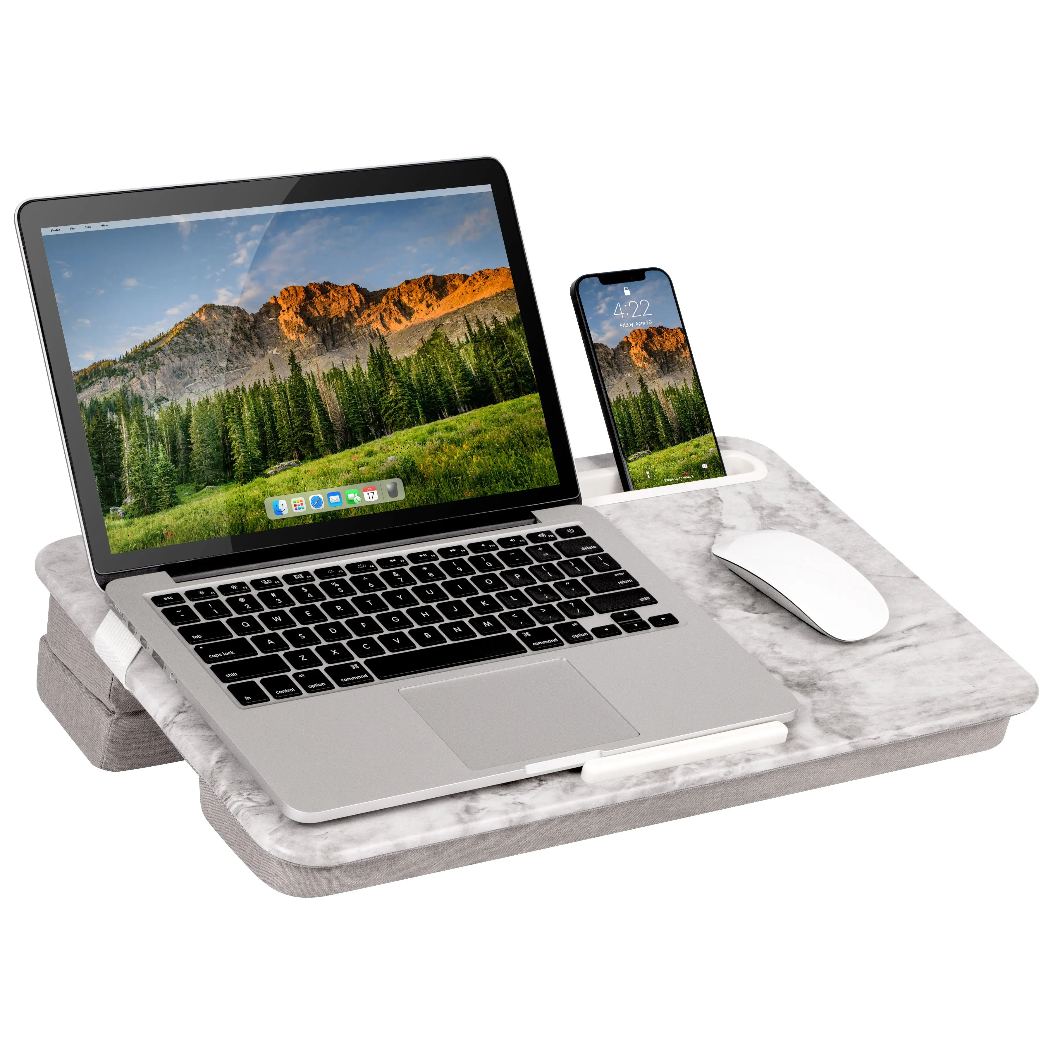 Adjustable Work Table - Fold-Out Portable Office Laptop Desk with Foam Cushion, Device Ledge, 19.5 in x 12 in x 2.4 in Dimensions, Final Sale (No Returns), Ergonomic Work Surface