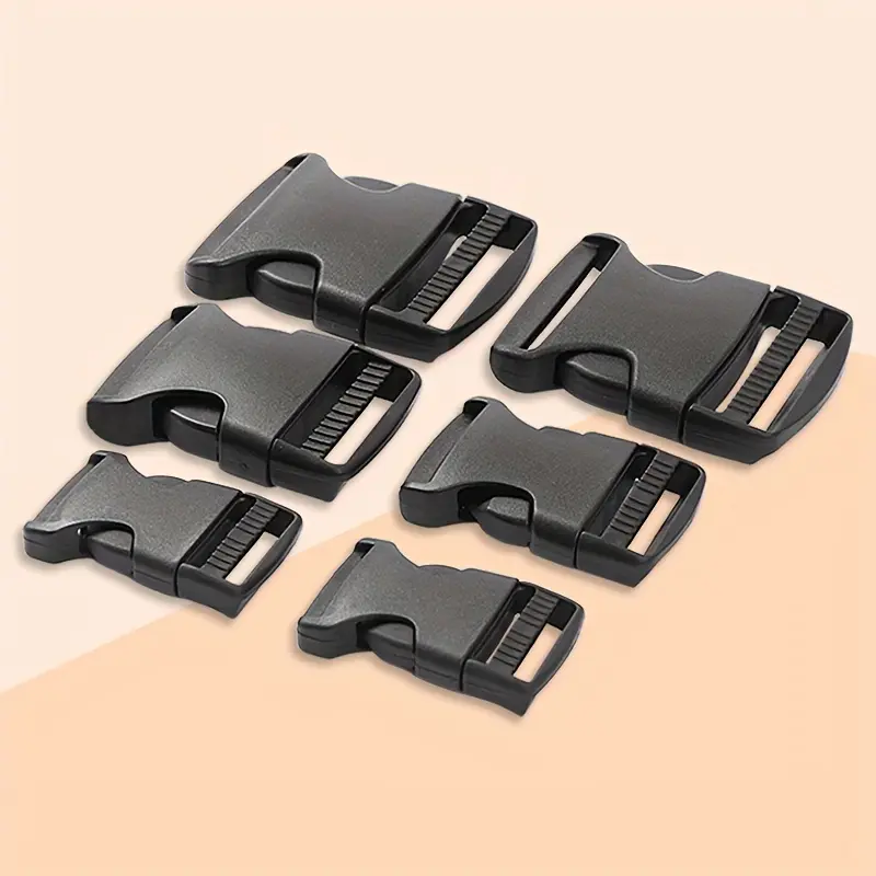 2pcs Durable Black Plastic Side Release Buckles - Thickened, Adjustable for Backpacks, Waist Packs & School Bags - Secure Strap Fasteners, Purse Strap Extenders