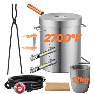 VEVOR Propane Melting Furnace Kit, 12KG Large Capacity Foundry Home Kilns, Stainless Steel Smelter, Blacksmithing Forge with Crucible an Tongs Kiln, For Metal Scrap Recycle, Gold Copper Silver Casting