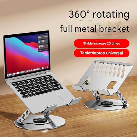 360° Rotatable Adjustable Laptop Stand | Aluminum Alloy Foldable Tablet Stand with Heat Vent | Ergonomic Desk Phone Holder for iPad, MacBook, iPhone #LaptopStand #DeskOrganizer