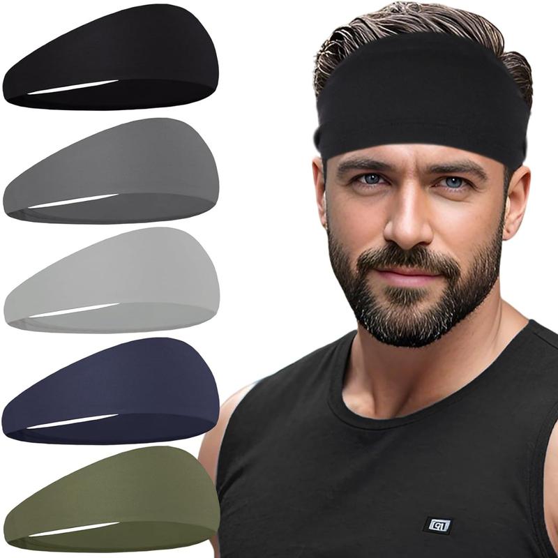 5 Pack Sports Headbands for Men Moisture Wicking Running Workout Headbands Unisex for Cycling Basketball Yoga Football