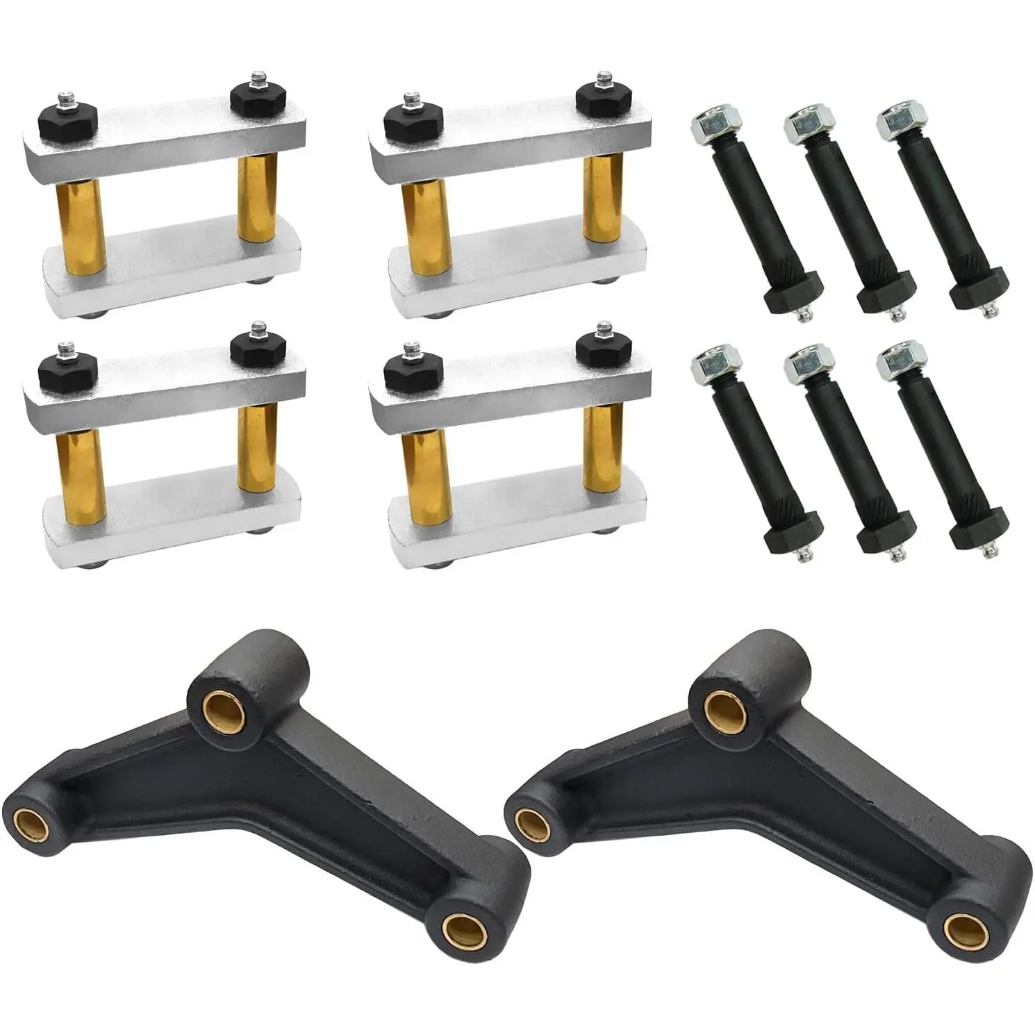 Heavy Duty Greaseable Tandem Trailer Axle Shackle Kit, 3.125" Shackles for Double Eye Springs, 3.125" Shackles Tandem Axle