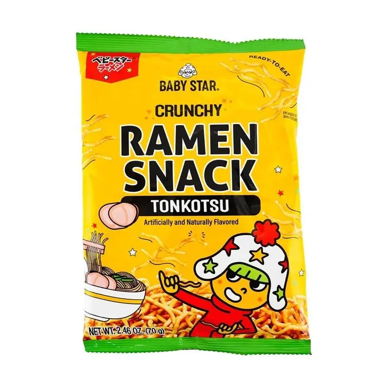 Baby Star Tonkotsu Ramen Crisps - Savory, Crunchy Tiny Snack, 70g Crispy Style Crisps & Puffed Snacks