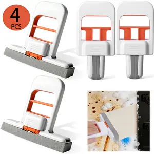 4 Pack Mini Foldable Sponge Mop, One-Hand Squeeze Handle Design, Wet Dry Portable Desktop Cleaning Mop for Home Bathroom Kitchen