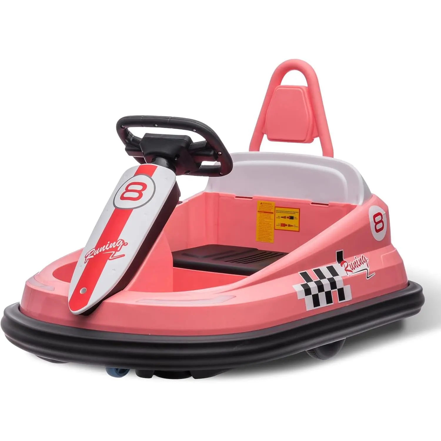 【Christmas Gift】Pink 6V Electric Bumper Car for Toddlers Ages 2-6, with 360-Degree Spin, Steering Wheel, Light, Music, Horn, Adjustable Seat Belt, Safe Construction, Anti-Collision Strip, Ideal for Holidays, Birthdays, Encourages Group Play, Steering Whee