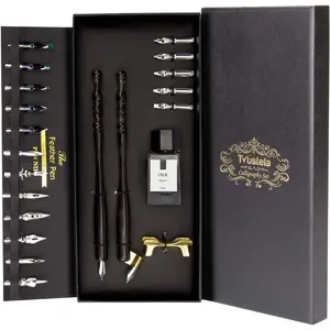Calligraphy Set for Beginners Dip Pen Set with 19 Nibs Oblique Pen Holder Wooden Pen Set
