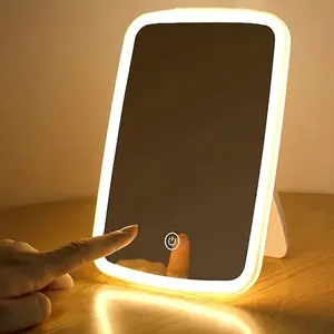 Portable Lighted Makeup Mirror with Adjustable Brightness, USB and Battery Powered Travel Vanity Led Mirror, Ideal for Cosmetic Use