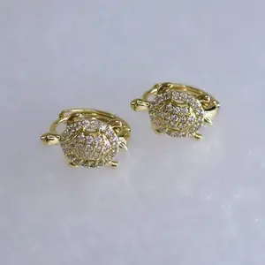 Turtle Design Hoop Earrings - Hypoallergenic 14k Laminated Gold 3 Layers Protection