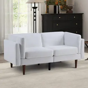 【Summer Sale】EBELLO Futon Sofa Bed, Soft Chenille Loveseat, Mid-Century Modern Futon Sofa, Small Sofa for Small Variety Space Living Room