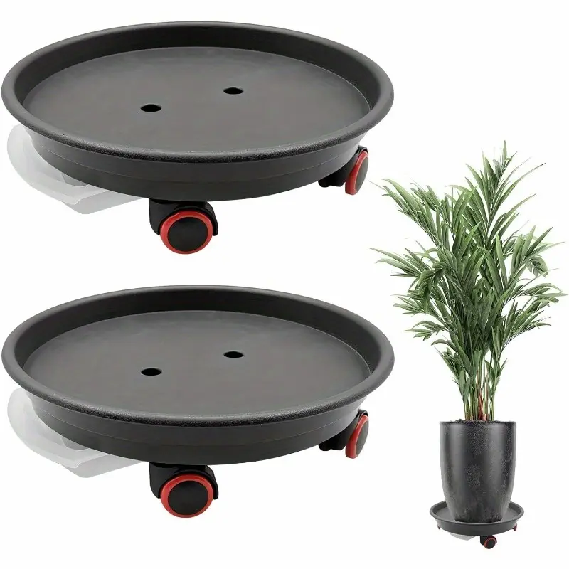 2pcs Heavy-Duty Mobile Plant Stand with Wheels & Water Container Compatible for / Use - 13.4” Plant Caddy Dolly, -Wheeled Cart Suitable for Pots,,, Commercial Use, Watering System Loading Capacity