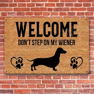 Welcome Dachshund Do Not Step On My Mat - Non-Slip Rubber Door Mat for Front Door, Bathroom, Kitchen & Bedroom | Perfect for Anniversaries & Beach Parties | Indoor/Outdoor Use