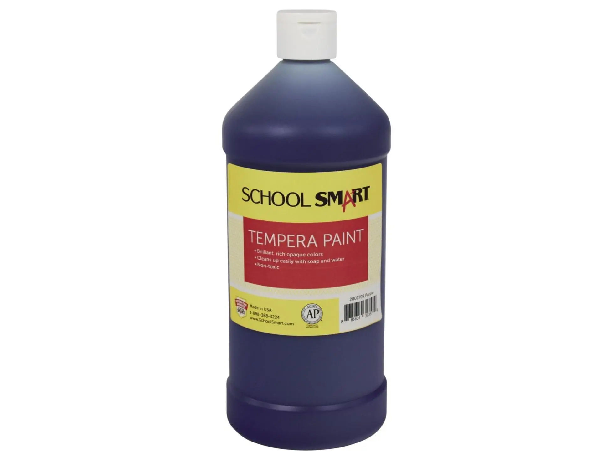 School Smart 2002709 1 Qt. Purple Tempera Paint - Certified AP Non-Toxic, Smooth Flow, Dried Paint Won't Chip, Plastic Bottle, for Art & Craft, All Ages (Office & Educational Supplies, Painting), Art And Craft