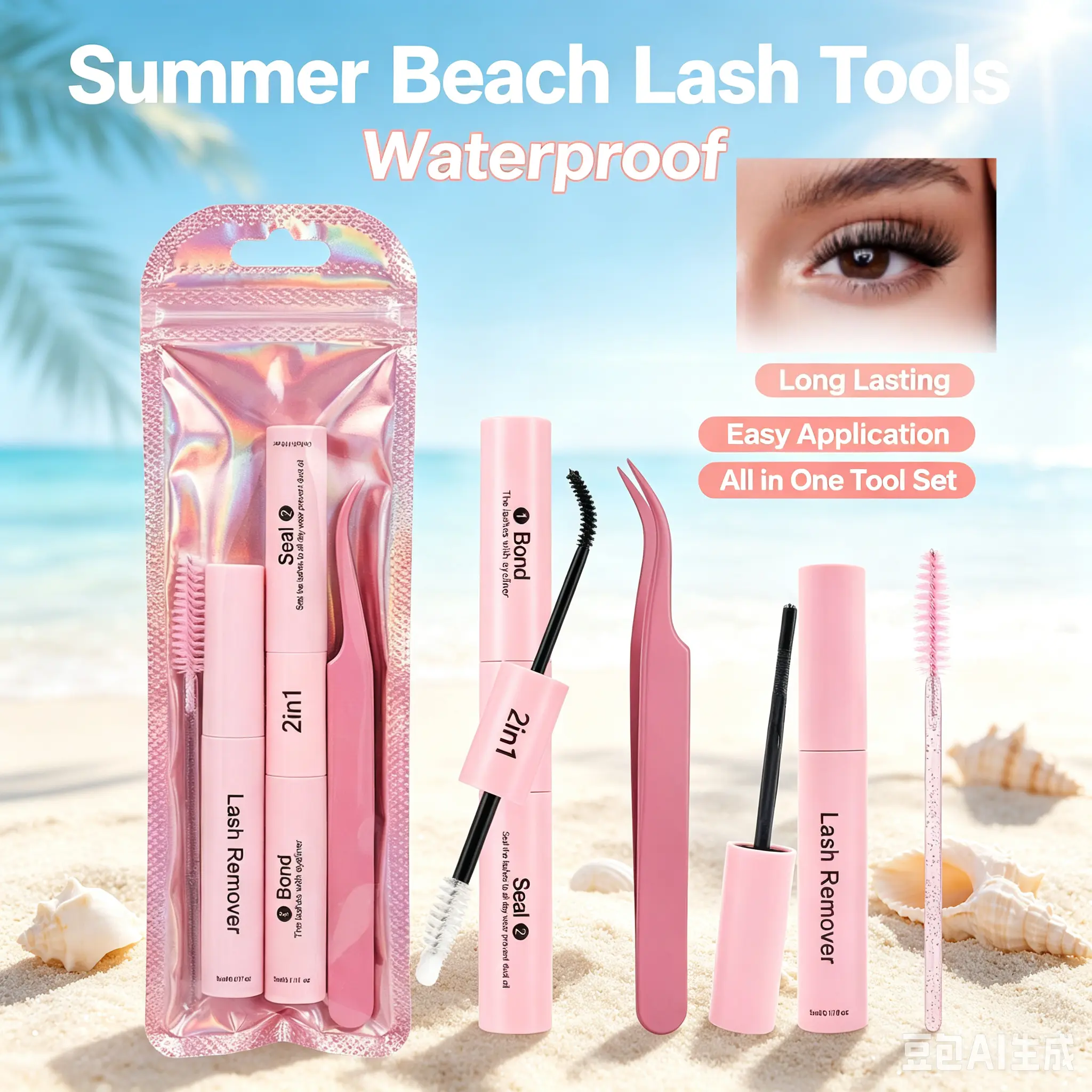 SOSIAYCICI Lash Bond and Seal Kit 4 Pcs Portable DIY Lash Extension with Waterproof Lashe Cluster Glue 72h Hold and Seal Lash Remover Tweezers Portable Eyelash Brush for Eyelash Extensions Beginners Makeup Gentle Cosmetic