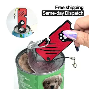 Wankam 3D Printed PLA Cute Cat's Paw Can Tab Opener with Keychain Strap, Portable Camping Kitchen Utensil for Long Nails, Multiple Colors,summervibes Blue Detachable Stainless Steel