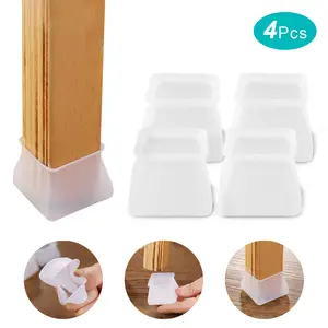 4 Pcs Square Chair Leg Floor Protectors for Hardwood Floors Silicone Covers Felt Pads Furniture Leg Caps Anti-Scratch Reduce Noise Fit