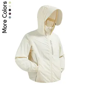 Performance Techwear Jacket for Men - Lightweight Breathable Hooded Windbreaker with Brim & Zipper Pockets - Versatile Outdoor Utility Coat for Cycling and Trekking