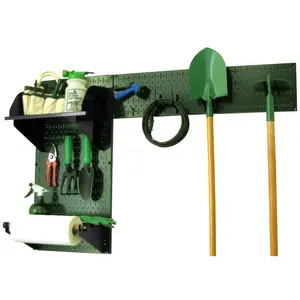 Pegboard Garden Tool Board Organizer Kit - Green Pegboard with Accessories