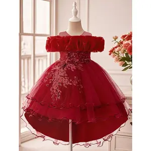 Sparkling multi-layer chiffon ball dress for bridesmaids, graduation, weddings, and four seasons; princess dress GARMENTARY